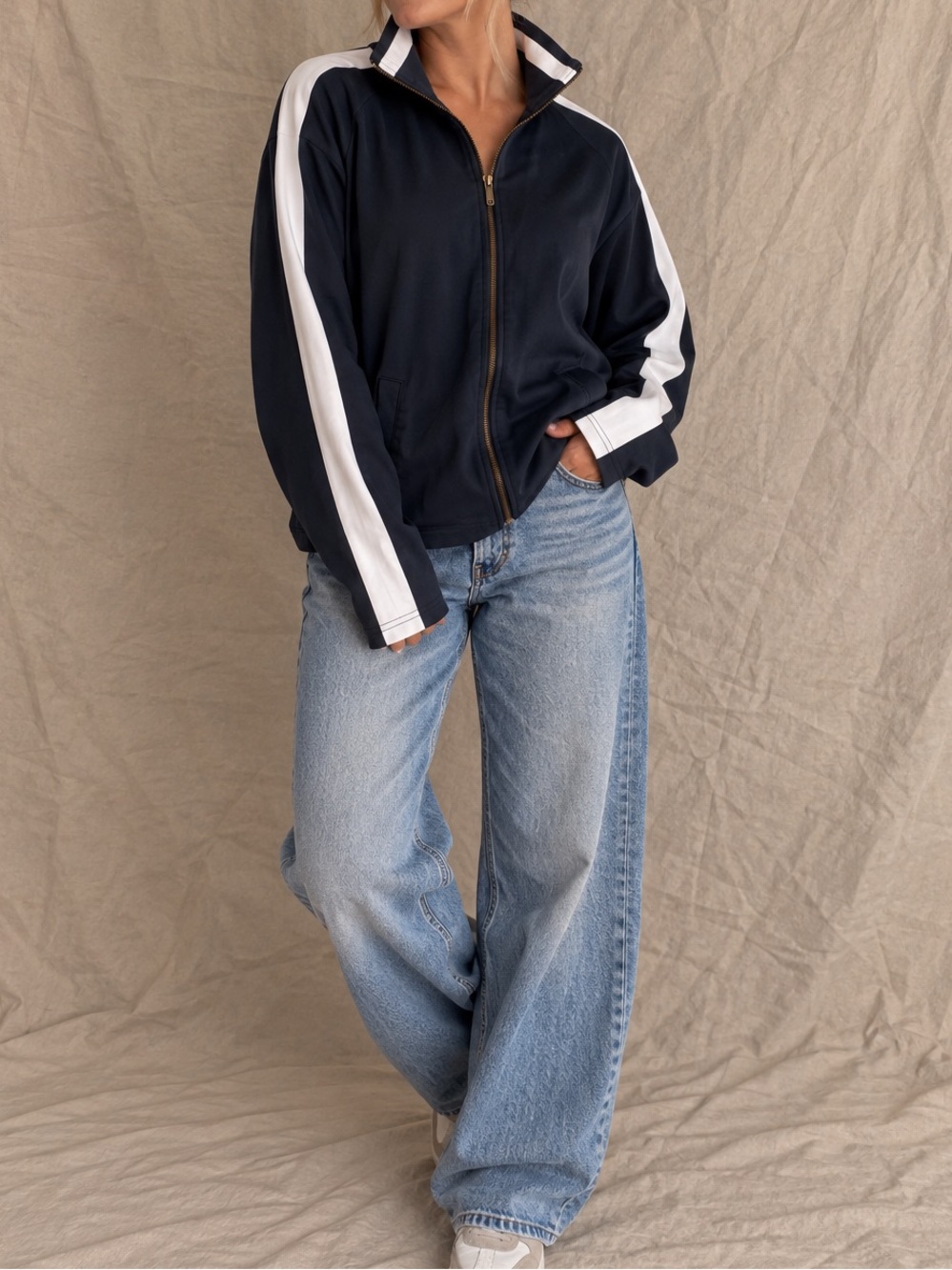 Vintage Y2K Liz Claiborne Golf Track Jacket Navy White Zip Up XL